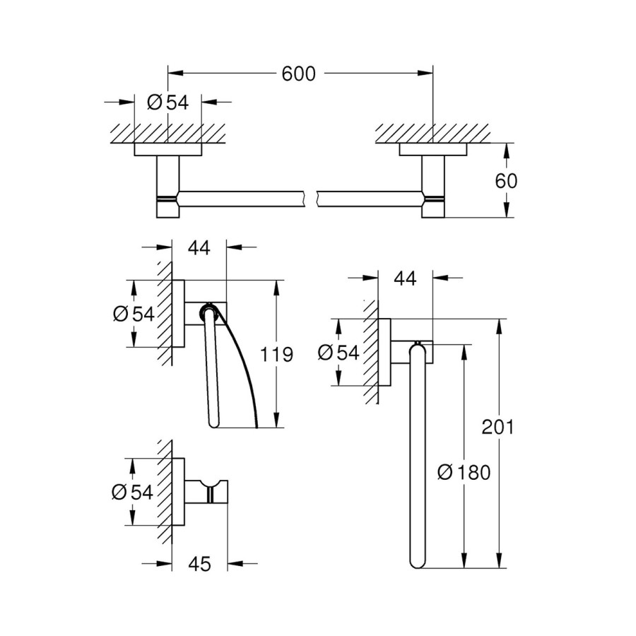 GROHE Essentials 40776DC1 - Набор аксессуаров для ванной комнаты и туалета (суперсталь)