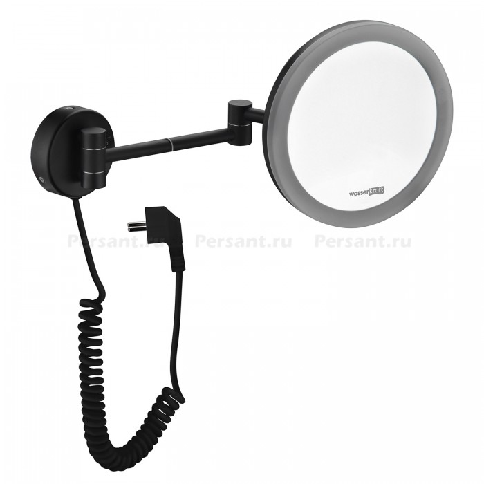 WasserKRAFT K-1004BLACK Косметическое зеркало с подсветкой (чёрный матовый)