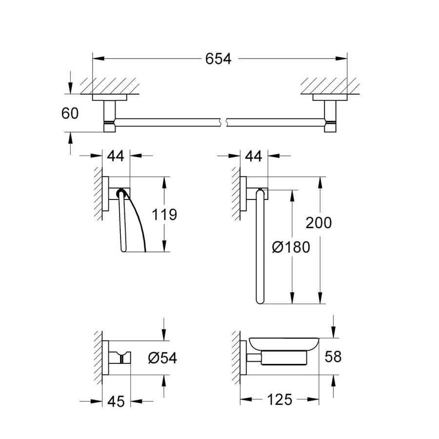 GROHE Essentials 40344001 - Набор аксессуаров для ванной комнаты и туалета (хром)