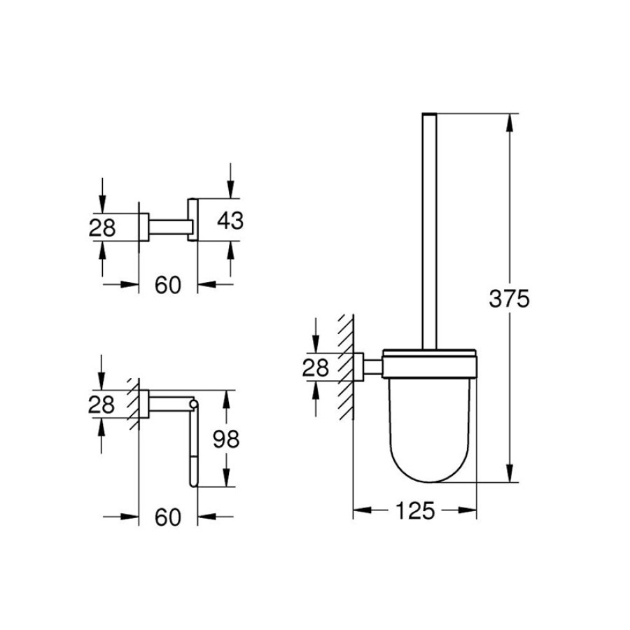 GROHE Essentials Cube 40757001 - Набор аксессуаров для ванной комнаты и туалета (хром)