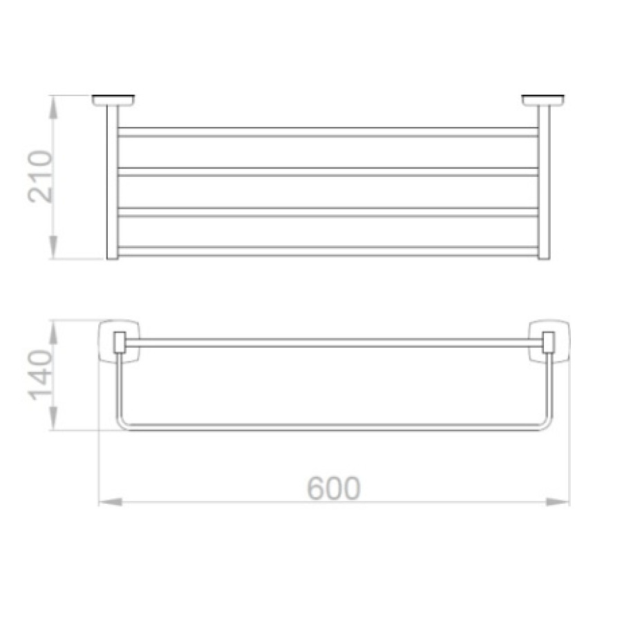 NOFER Classic 09036.B Полка для полотенец 600 мм (глянцевая нержавеющая сталь)