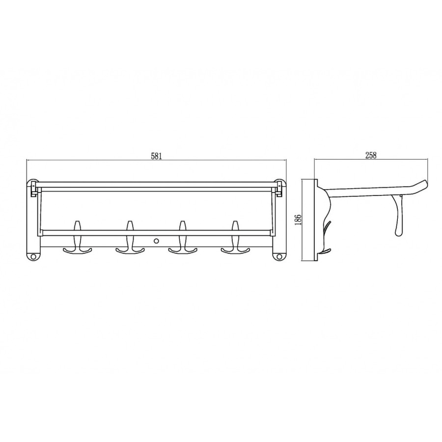 Savol S-006099 Полка для полотенец откидная 600 мм (хром)