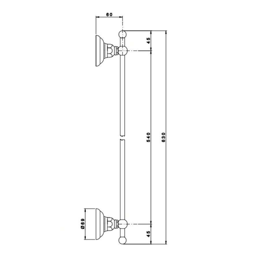 Nicolazzi Classica 1486CR Держатель для полотенца 630 мм (хром)