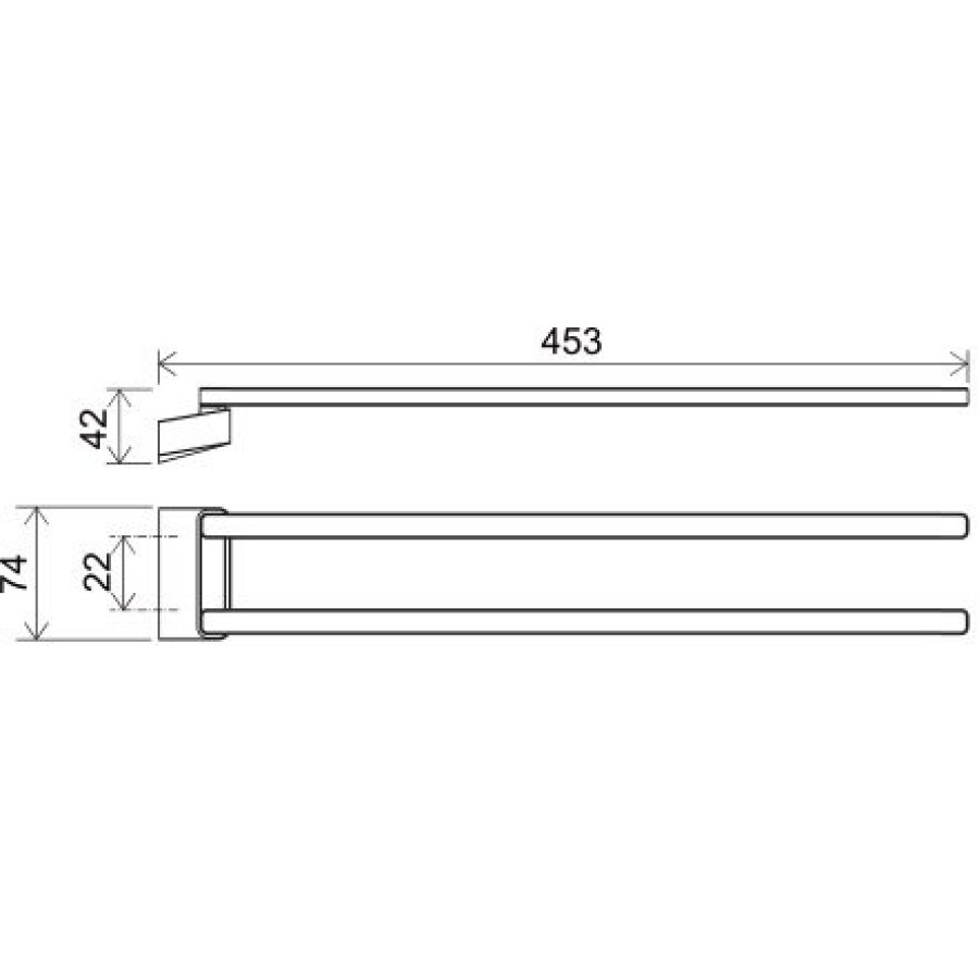 Ravak 10° Black TD 340.20 X07P564 Двойной держатель для полотенца 453 мм (чёрный матовый)