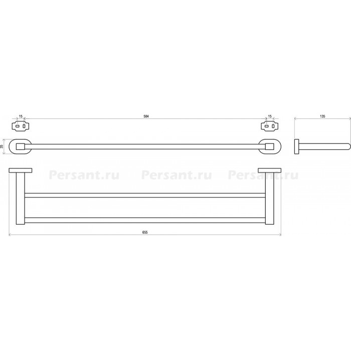 Ravak Chrome CR 320.00 X07P193 Двойной держатель для полотенца 655 мм (хром)