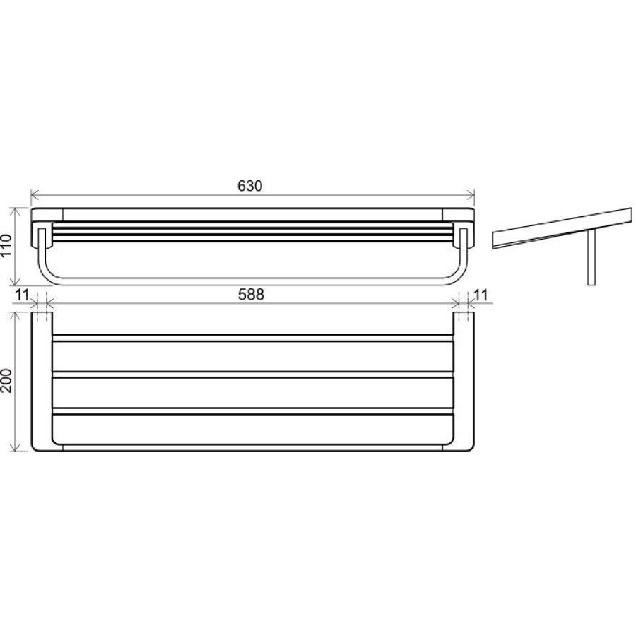 Ravak 10° Black TD 330.20 X07P563 Полка для полотенец 630 мм (чёрный матовый)