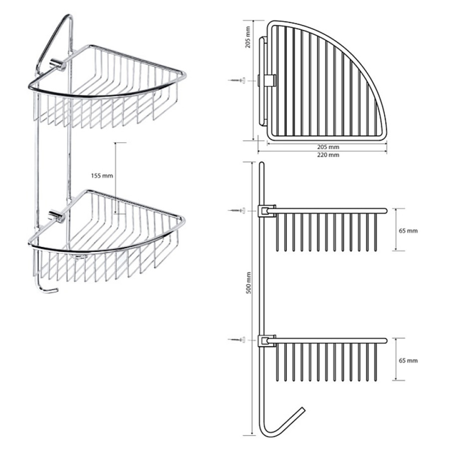 Bemeta Cytro 146208232 Полка корзина двойная угловая (хром)