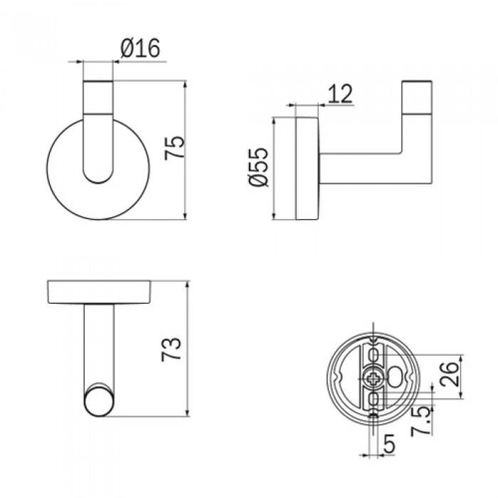 INDA Forum A3620ACR Крючок для халата | полотенца (хром)