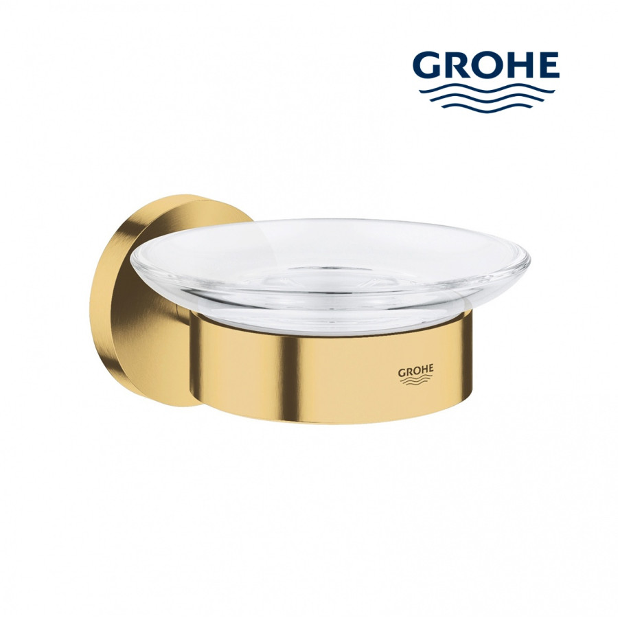 GROHE Essentials 40444GN1 Стеклянная мыльница в комплекте с настенным держателем (золото шлифованное)