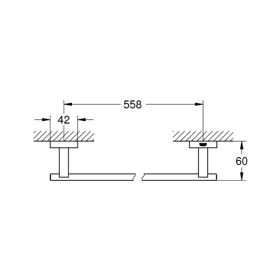 GROHE Essentials Cube 40509DC1 Держатель для полотенца 600 мм