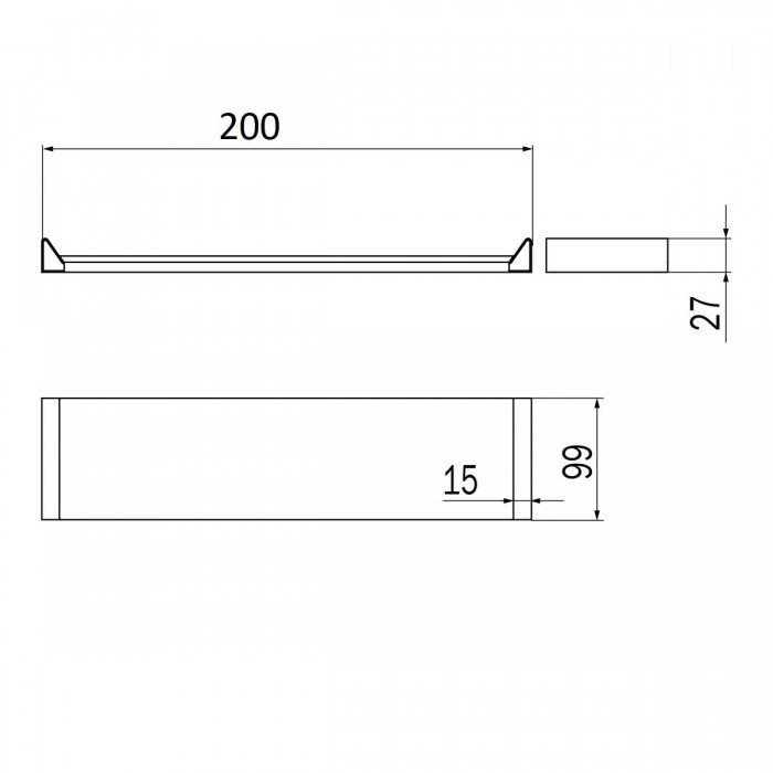 INDA Indissima Barra A8809NNS Полочка для рейлинга 200 мм (нержавеющая сталь шлифованная)