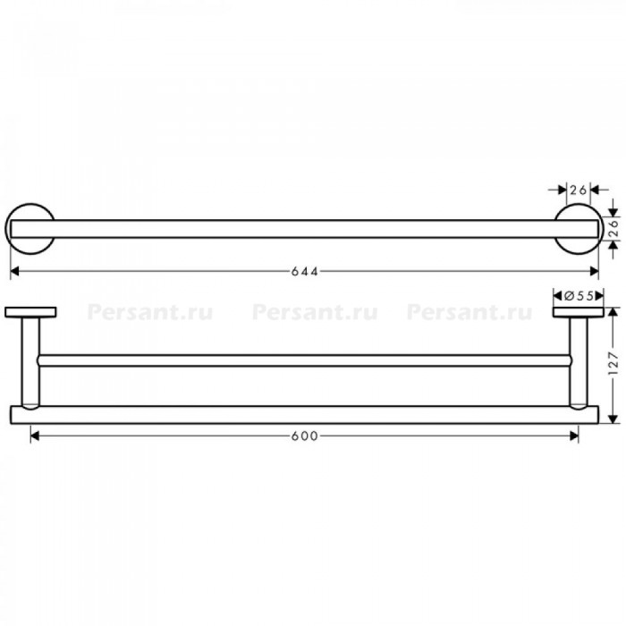 Hansgrohe Logis Universal 41712000 Двойной держатель для банных полотенец 644 мм (хром)