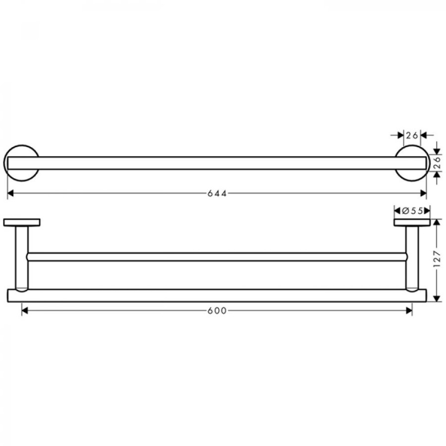 Hansgrohe Logis Universal 41712000 Двойной держатель для банных полотенец 644 мм (хром)