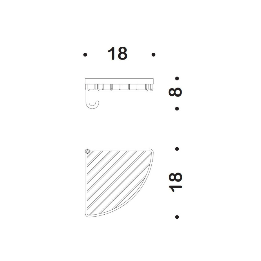 Colombo Design Complementi B9602 Полка - решётка угловая | с нижним крючком для мочалок (хром)