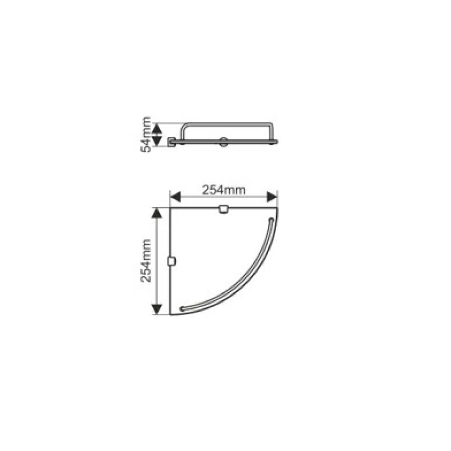 MELANA MLN-SY0001A Полка стеклянная, угловая 254*254 мм