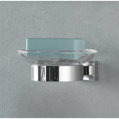 GROHE Essentials Cube 40754001 - Стеклянная мыльница в комплекте с настенным держателем (хром)