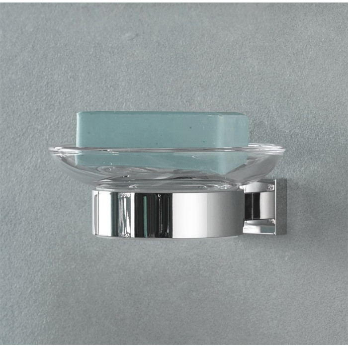 GROHE Essentials Cube 40754001 - Стеклянная мыльница в комплекте с настенным держателем (хром)