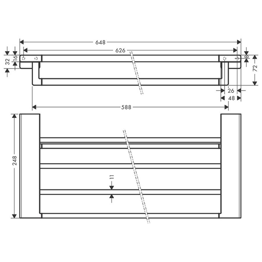 Hansgrohe AddStoris 41751990 Полка для полотенец 648 мм (золото полированное)