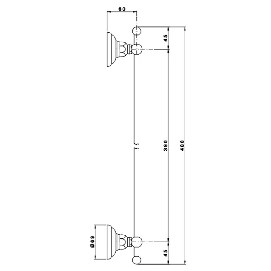 Nicolazzi Classica 1484CR Держатель для полотенца 480 мм (хром)