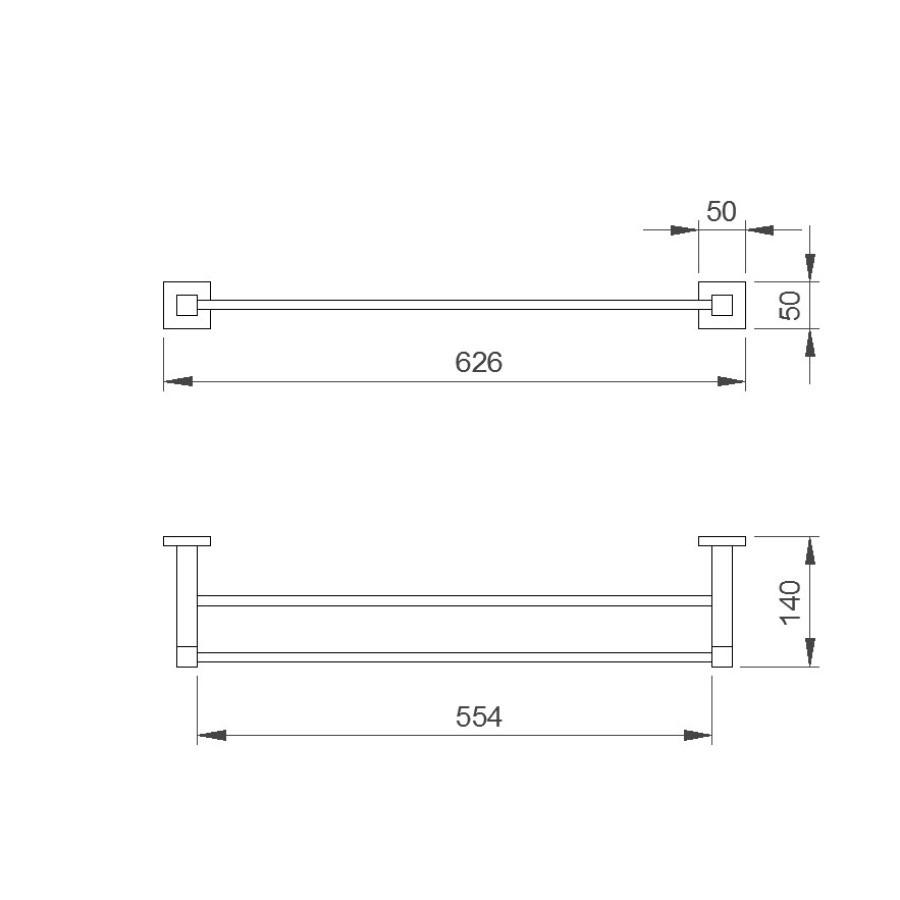 NOFER Barcelona 16902.B Двойной держатель для полотенца 626 мм (глянцевая нержавеющая сталь)