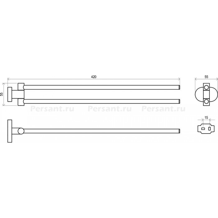 Ravak Chrome CR 340.00 X07P319 Двойной держатель для полотенца 420 мм (хром)