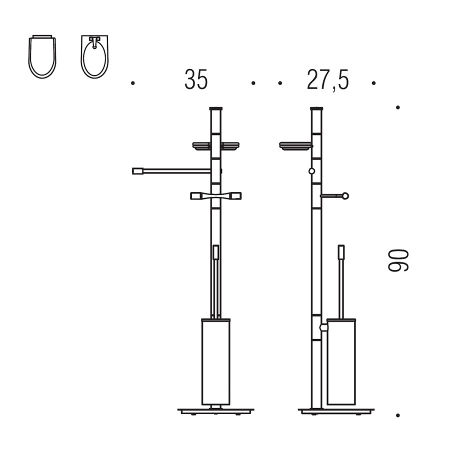 Colombo Design ISOLE B9413N Стойка с аксессуарами 90 см | для унитаза и биде (хром)