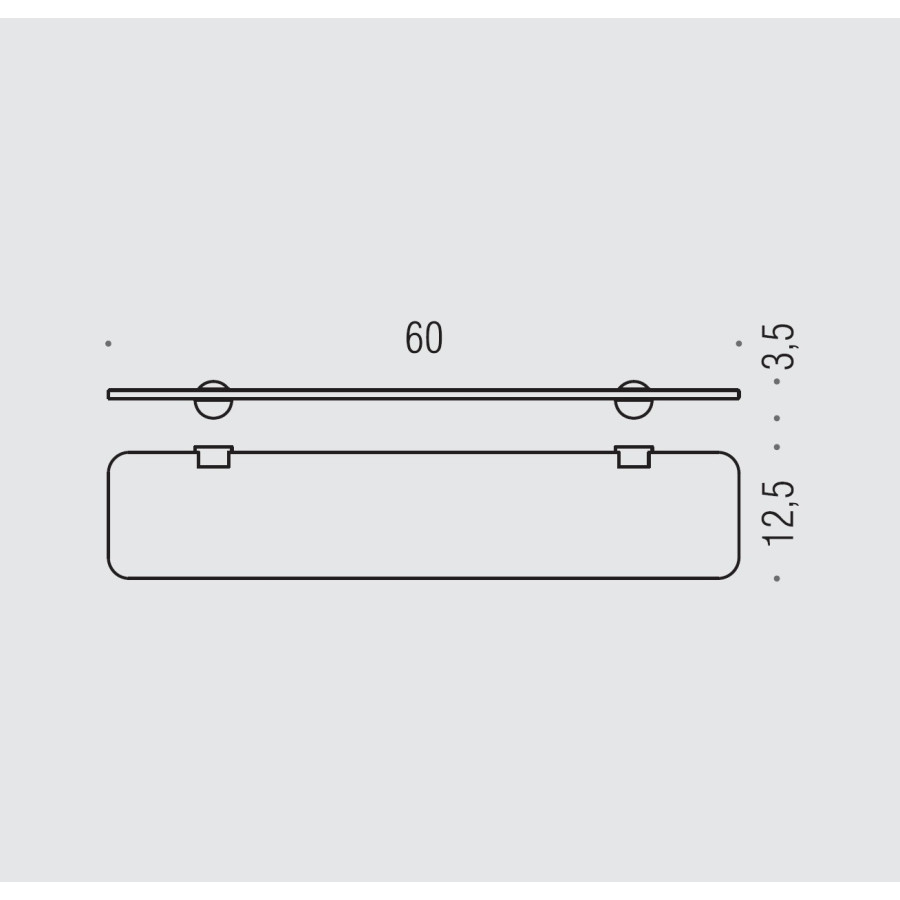 Colombo Design PLUS W4916.HPS1 - Стеклянная полка для ванной комнаты 60*12 см (нержавеющая сталь - стекло)