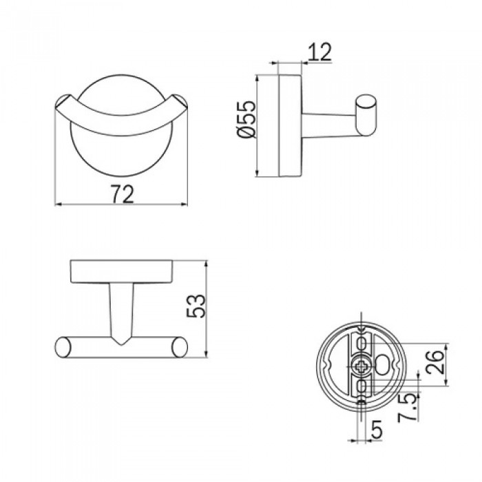INDA Forum A3620BCR Двойной крючок для халата | полотенца (хром)