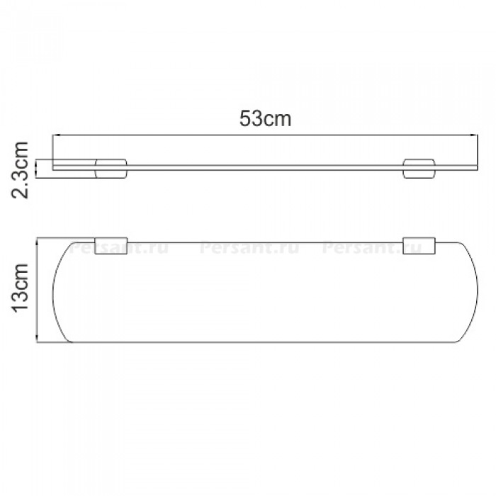 WasserKRAFT Sauer K-7924 Полка стеклянная 530 мм (золото)