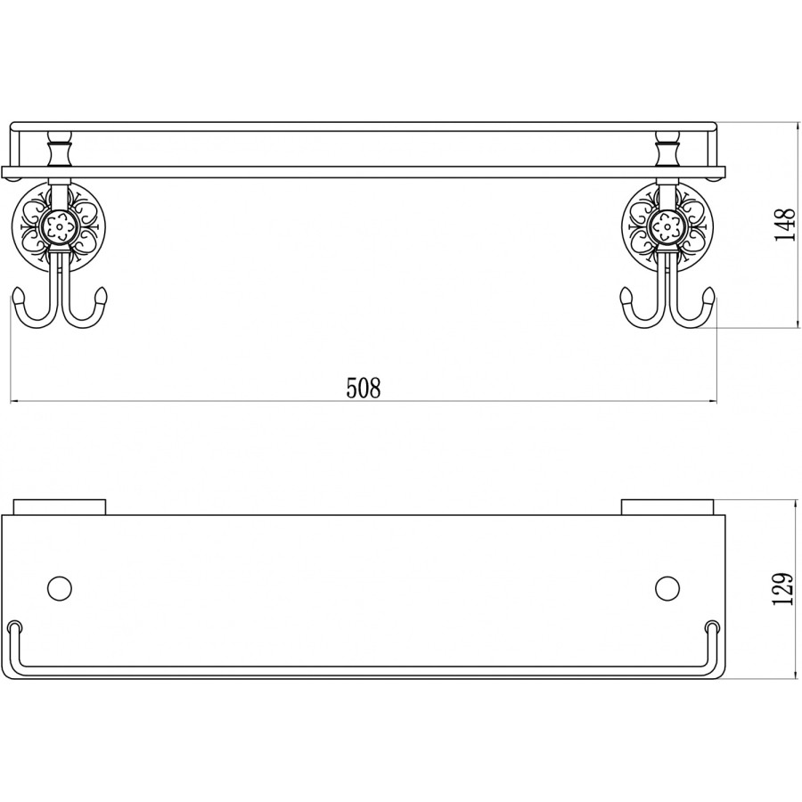 Savol Серия 58B S-005891B Полка стеклянная 508 мм (золото)