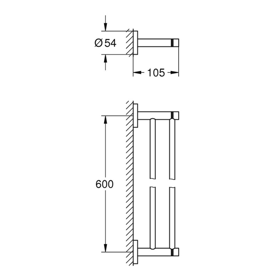 GROHE Essentials 40802DC1 Держатель для полотенца 60 см, двойной (шлифованная нержавеющая сталь)