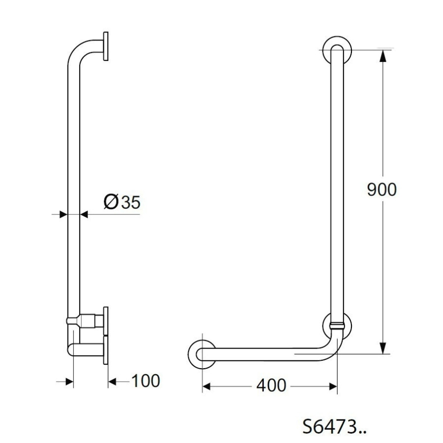 Угловой опорный поручень S6473AC Ideal Standard CONTOUR 21 (белый)