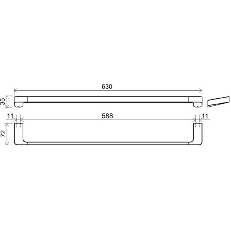 Ravak 10° Black TD 310.20 X07P561 Держатель для полотенца 630 мм (чёрный матовый)