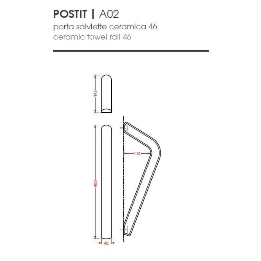 ArtCeram Post it PSC003 01 00 Держатель полотенца на 46 см