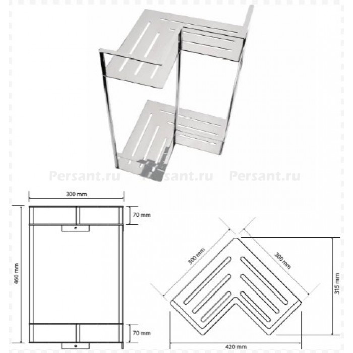 Bemeta Cytro 146208222 Полка корзина двойная угловая (хром)