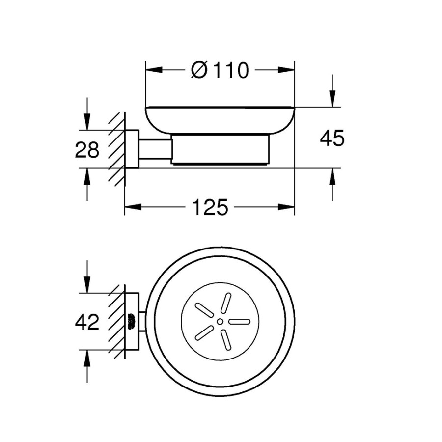 GROHE Essentials Cube 40754001 - Стеклянная мыльница в комплекте с настенным держателем (хром)