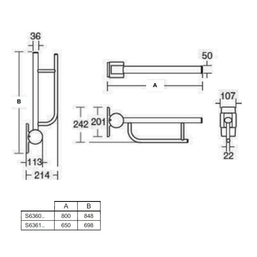 Складной опорный поручень S6360AC Ideal Standard (белый)