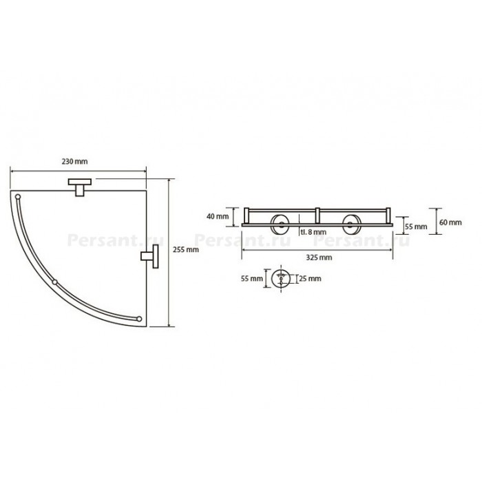 Bemeta Omega 104202162 Полка стеклянная угловая (хром)