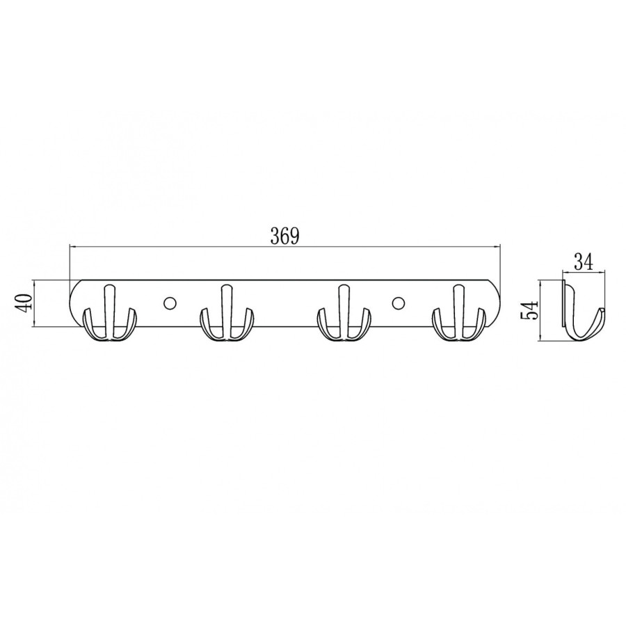 Savol S-002254 Вешалка с крючками - 4 крючка (хром)