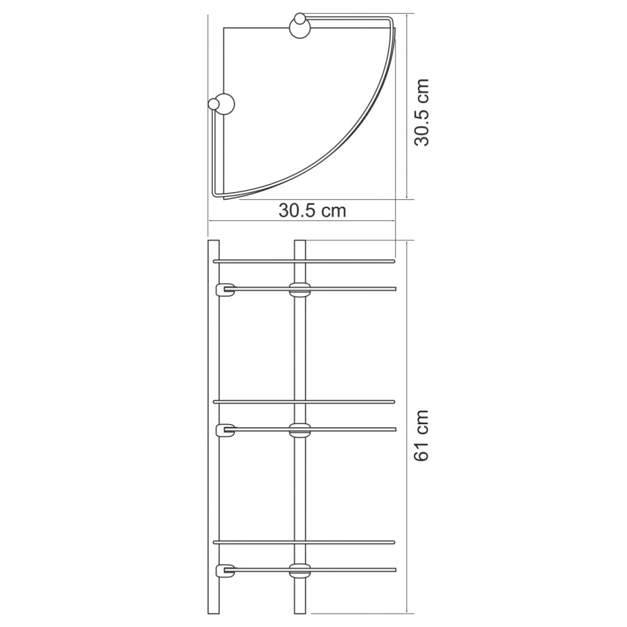 WasserKRAFT K-3733 Полка стеклянная угловая (никель)