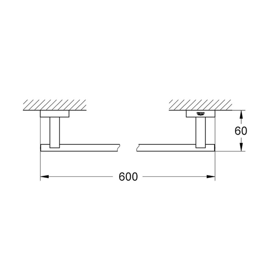 GROHE Essentials Cube 40509DC1 Держатель для полотенца 600 мм