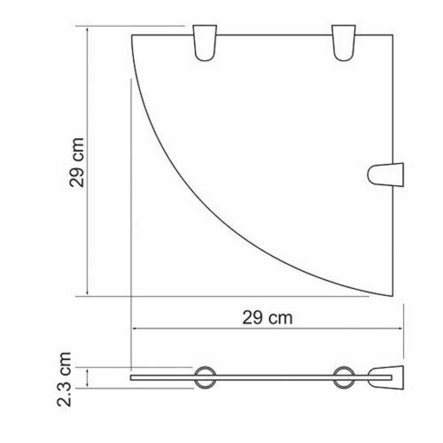 WasserKRAFT K-533 Полка стеклянная угловая (хром)