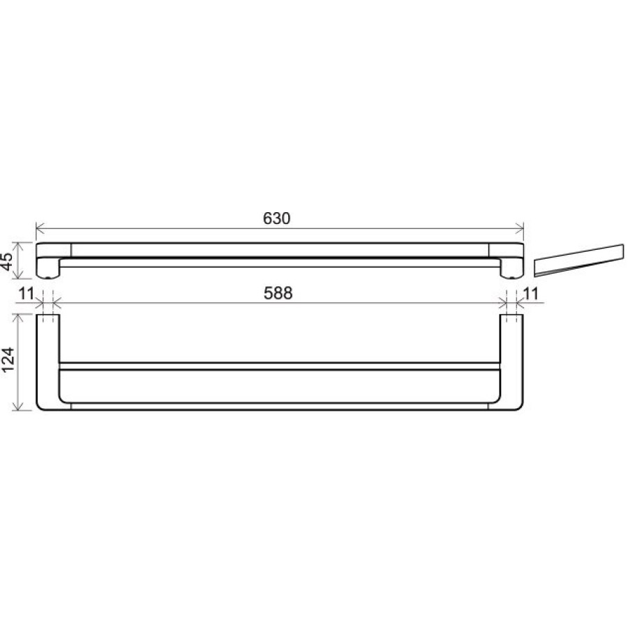 Ravak 10° Black TD 320.20 X07P562 Двойной держатель для полотенца 630 мм (чёрный матовый)