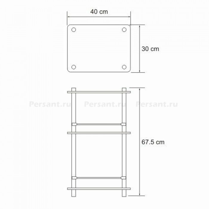WasserKRAFT K-4033 Напольная стеклянная этажерка (хром)