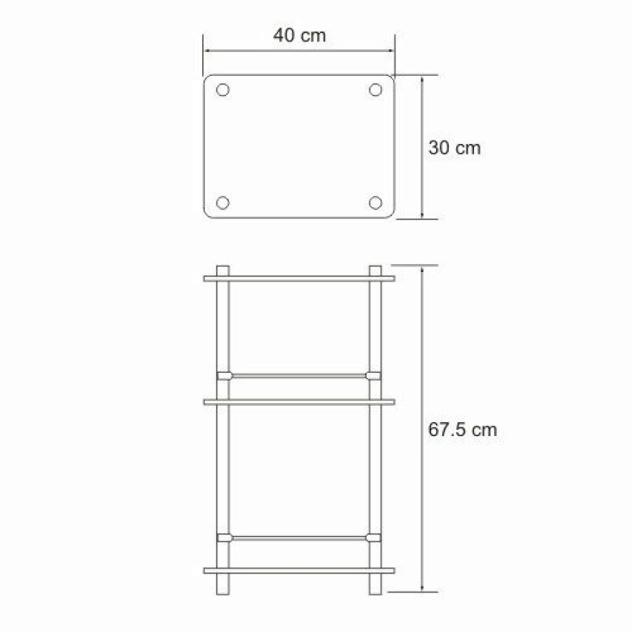 WasserKRAFT K-4033 Напольная стеклянная этажерка (хром)