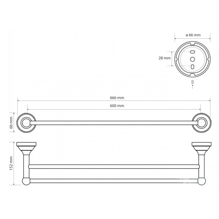 Bemeta Kera 144704057 Полотенцедержатель двойной 60 см (бронза)
