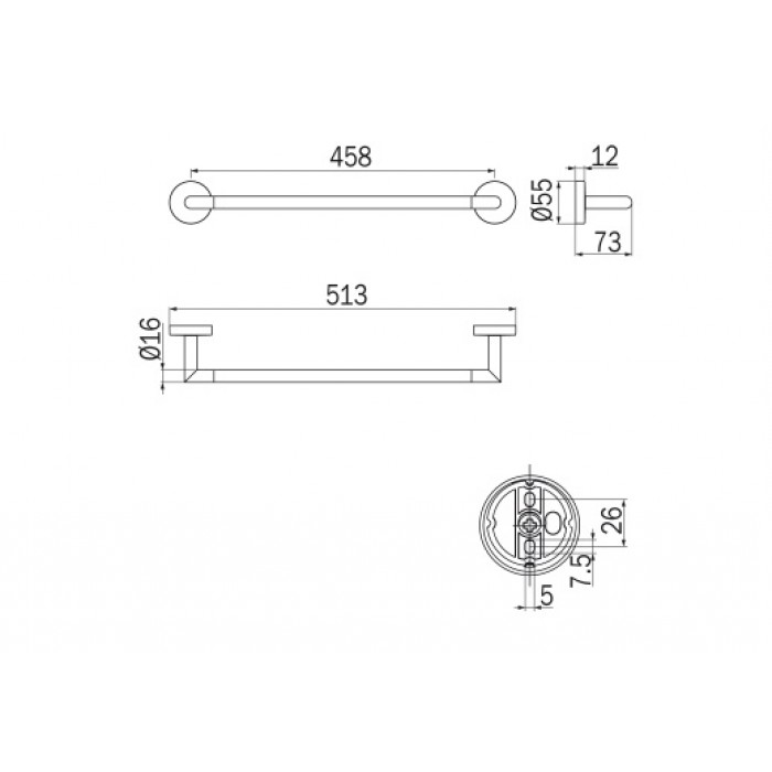 INDA Forum A3618BCR Держатель для полотенца 513 мм (хром)