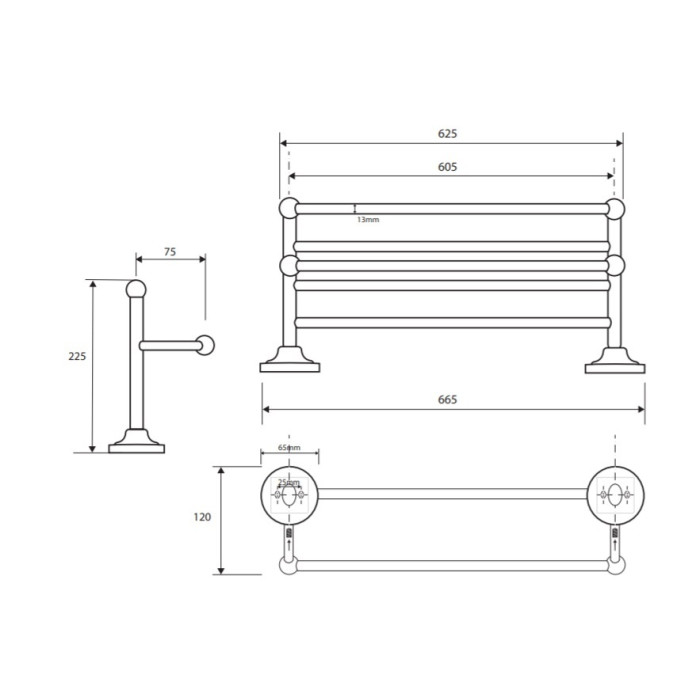 Bemeta Retro 144302092 Полка с полотенцедержателем 66 см (хром)