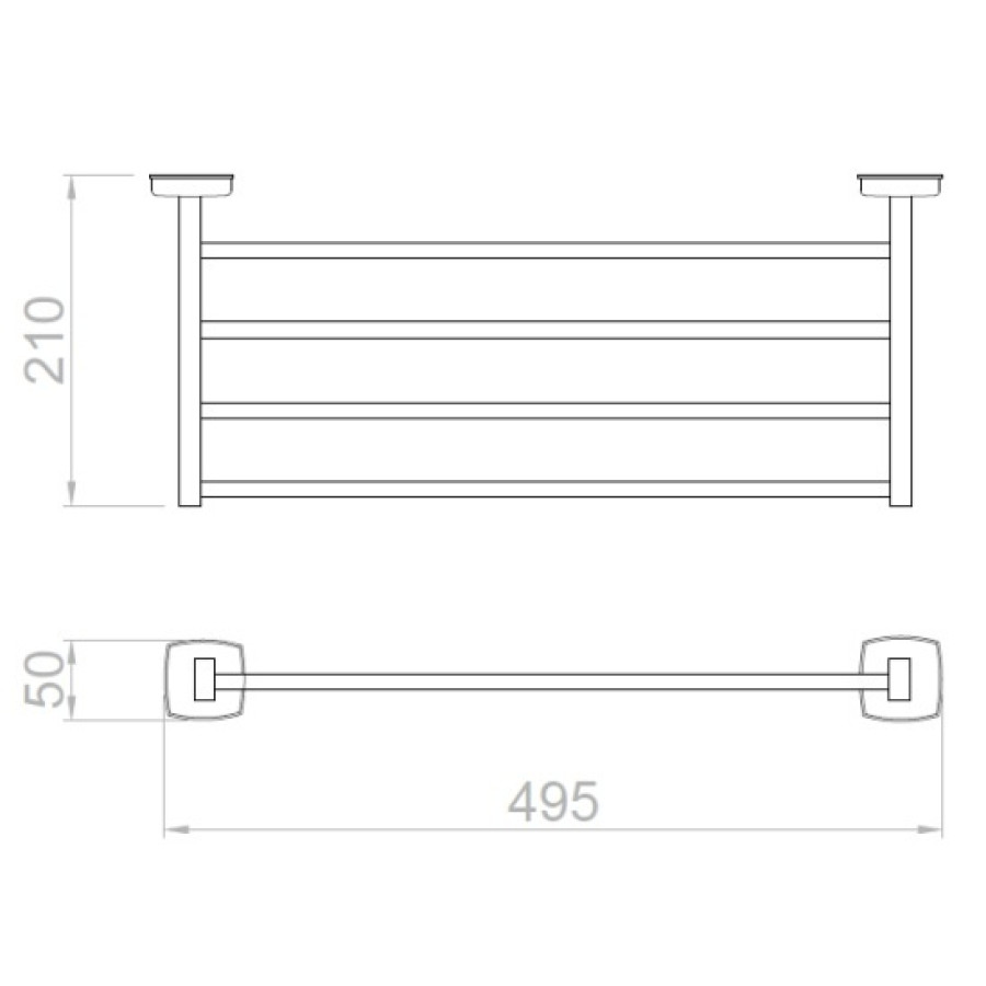 NOFER Classic 09033.B Полка для полотенец 495 мм (глянцевая нержавеющая сталь)