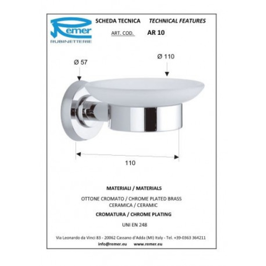 REMER Arte AR10CR Мыльница подвесная (матовое стекло | хром)